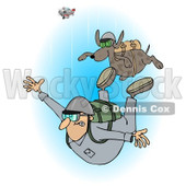 Clipart of a Man and Dog Skydiving with the Plane in the Background - Royalty Free Illustration © djart #1222948