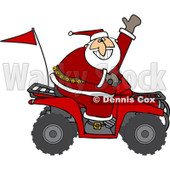 Clipart of Santa Waving and Driving an Atv Mud Bug - Royalty Free Vector Illustration © djart #1223676