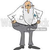 Clipart of a Stern Senior Man with a Beard, Standing with His Hands on His Hips - Royalty Free Vector Illustration © djart #1223828