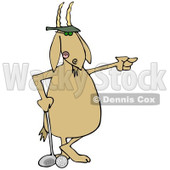 Clipart of a Golfer Goat Pointing - Royalty Free Illustration © djart #1224442