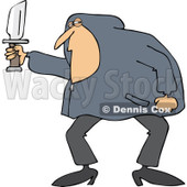Clipart of a White Man in a Hoodie, Holding a Knife - Royalty Free Vector Illustration © djart #1224443