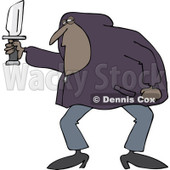 Clipart of a Black Man in a Hoodie, Holding a Knife - Royalty Free Vector Illustration © djart #1224444
