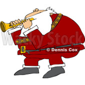 Clipart of Santa Playing a Flute - Royalty Free Vector Illustration © djart #1224448