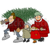 Clipart of a Happy Family with a Fresh Cut Christmas Tree - Royalty Free Illustration © djart #1224727
