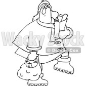 Clipart of an Outlined Chubby Woman Carrying Grocery Bags - Royalty Free Vector Illustration © djart #1225949