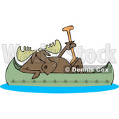 Clipart of a Moose in a Canoe - Royalty Free Vector Illustration © djart #1225957