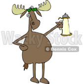 Clipart of a Moose Wearing Sunglasses and Holding a Beer Stein - Royalty Free Vector Illustration © djart #1225958