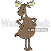 Clipart of a Moose Standing Upright with His Hooves on His Hips - Royalty Free Vector Illustration © djart #1225959
