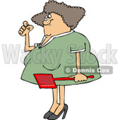 Clipart of an Annoyed Caucasian Woman Holding a Fly Swatter - Royalty Free Vector Illustration © djart #1225962