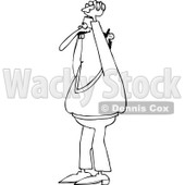 Clipart of an Outlined Man Thanking God with His Arms Above His Head - Royalty Free Vector Illustration © djart #1227112