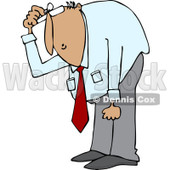 Clipart of a Hispanic Businessman Bending over to Look at Something - Royalty Free Vector Illustration © djart #1227116