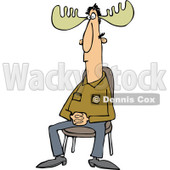 Clipart of a Sitting Man with Moose Antlers - Royalty Free Vector Illustration © djart #1227117