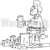 Clipart of an Outlined Man Splitting Wood - Royalty Free Vector Illustration © djart #1227442