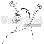 Clipart of an Outlined Man Cheering at a Sports Game - Royalty Free Vector Illustration © djart #1227445