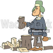 Clipart of a Caucasian Man Splitting Wood - Royalty Free Vector Illustration © djart #1227453