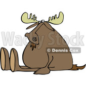 Clipart of a Moose Sitting with His Legs out - Royalty Free Vector Illustration © djart #1227682