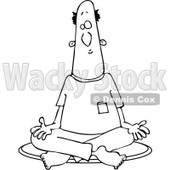 Clipart of a Black and White Man Meditating in the Lotus Pose - Royalty Free Vector Illustration © djart #1230189