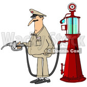 Clipart of a Male Attendant by an Old Fashioned Gas Pump - Royalty Free Illustration © djart #1230354