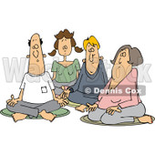Clipart of a Group of Caucasian Men and Women Meditating - Royalty Free Vector Illustration © djart #1231051
