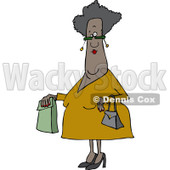 Clipart of a Senior African American Woman with a Paper Bag - Royalty Free Vector Illustration © djart #1232329
