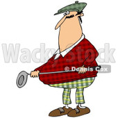 Clipart of a White Male Golfer Dressed in Plaid - Royalty Free Illustration © djart #1235312