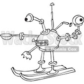Clipart of a Black and White Skiing Robot - Royalty Free Vector Illustration © djart #1235899