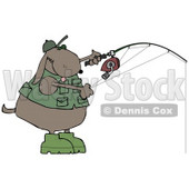 Dog in a Vest and Hat, Fishing Clip Art Illustration © djart #12362