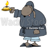 Tired Dog in a Robe, Holding a Candle Clip Art Illustration © djart #12371