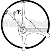 Clipart of a Black and White Circus Acrobatic Man Using a Cyr Wheel - Royalty Free Vector Illustration © djart #1237197