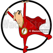 Clipart of a Circus Acrobatic Man in a Cape, Using a Cyr Wheel - Royalty Free Vector Illustration © djart #1237200