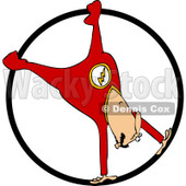 Clipart of a Circus Acrobatic Man Upside down in a Cyr Wheel - Royalty Free Vector Illustration © djart #1237202