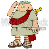 Confused Roman Man Rubbing His Head After Being Stabbed in the Back Clipart Picture © djart #12376