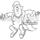 Clipart of a Black and White Woman Jumping in a Robe - Royalty Free Vector Illustration © djart #1237627