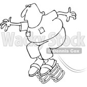 Clipart of a Black and White Man Jumping on Springs, Spring Forward Daylight Savings - Royalty Free Vector Illustration © djart #1237631