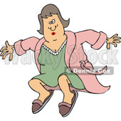 Clipart of a Caucasian Woman Jumping in a Robe - Royalty Free Vector Illustration © djart #1237637