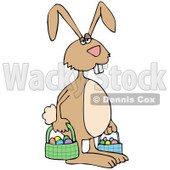 Tired Easter Bunny Carrying Eggs in Baskets Clipart Picture © djart #12378
