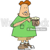 Clipart of a Chubby White Boy Eating a Cupcake - Royalty Free Vector Illustration © djart #1238259