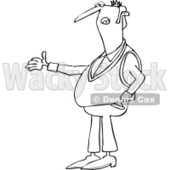 Clipart of an Outlined Man Gesturing and Explaining - Royalty Free Vector Illustration © djart #1238977