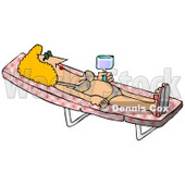 Relaxed Woman in a Bikini Sun Bathing on a Lounge Chair Clipart Picture © djart #12391
