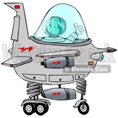 Clipart of a Man Astronaut Holding a Thumb up and Flying a Starship - Royalty Free Illustration © djart #1239286