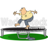 Clipart of a Chubby Caucasian Man Jumping on a Trampoline - Royalty Free Vector Illustration © djart #1239289
