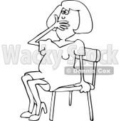 Clipart of a Black and White Woman Gasping and Sitting in a Chair - Royalty Free Vector Illustration © djart #1240160