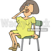 Clipart of a Caucasian Woman Gasping and Sitting in a Chair - Royalty Free Vector Illustration © djart #1240171