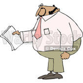 Clipart of a Black Business Man Holding Papers and Wearing a Pink Shirt - Royalty Free Vector Illustration © djart #1240175