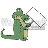 Green Alligator Holding a Blank Sign Clipart Illustration © djart #12418