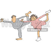 Clipart of a Chubby Caucasian Couple Stretching or Doing Yoga - Royalty Free Vector Illustration © djart #1243202