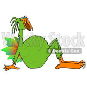 Clipart of a Strange Green Bird Leaning Back - Royalty Free Illustration © djart #1243844