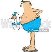 Clipart of a Caucasian Long Legged Man Holding an Inner Tube - Royalty Free Vector Illustration © djart #1243846