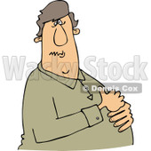 Clipart of a Caucasian Man with Heartburn, Holding His Chest - Royalty Free Vector Illustration © djart #1243848
