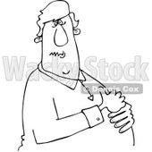 Clipart of a Black and White Man with Heartburn, Holding His Chest - Royalty Free Vector Illustration © djart #1244183